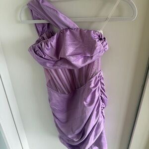 Purple Sheer Corset-style Short Dress